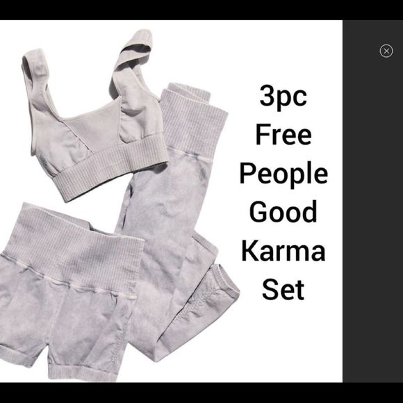 Free People Movement Good Karma 3 piece grey set - Picture 1 of 11